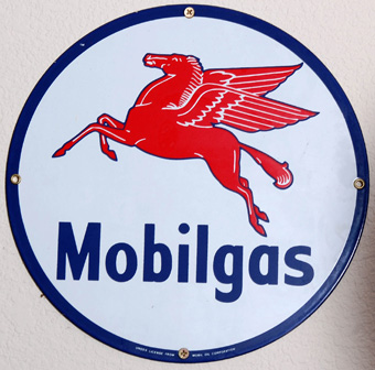 Mobilgas Enameled Metal Sign