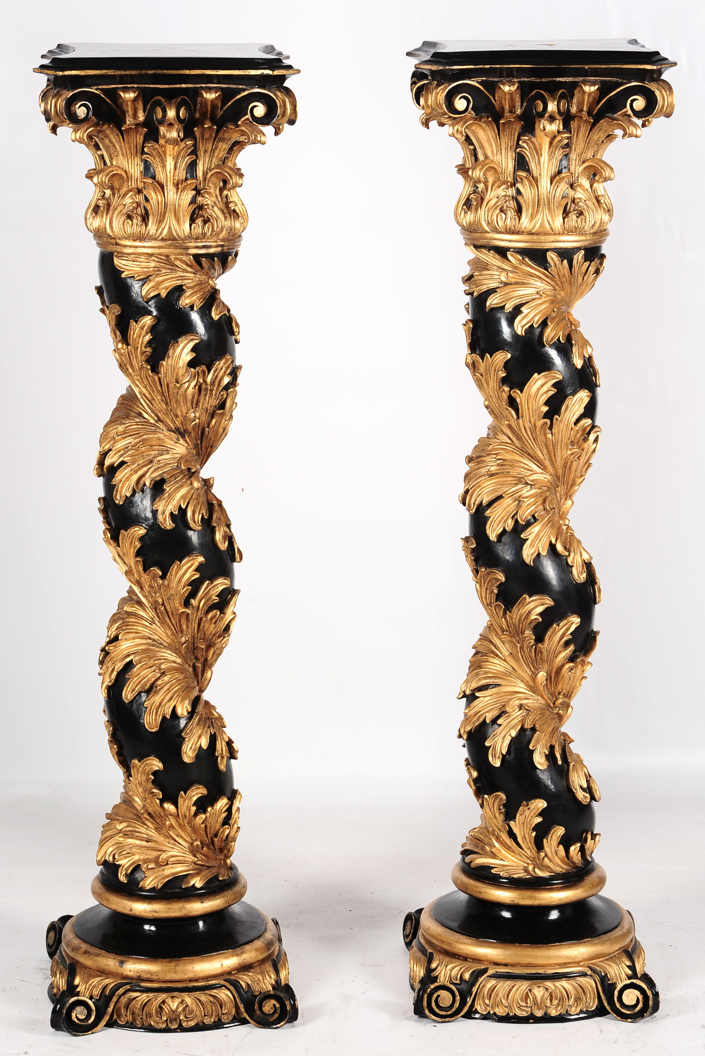 A PAIR OF 20TH C. PAINTED COLUMNAR PEDESTALS